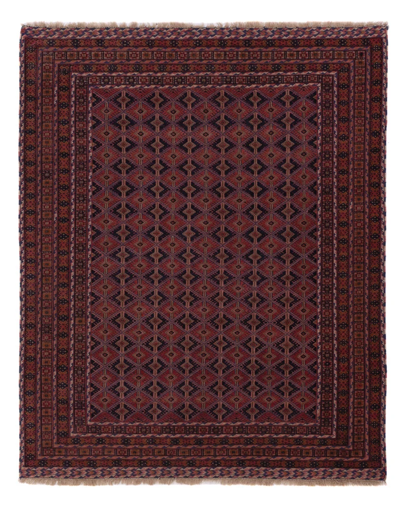 Kelim Afghan Teppich 155x193cm - dunkelrot