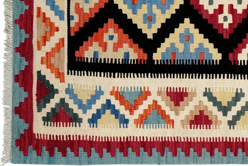 Kelim Gashgai · Handgewebt – Schwarz, 146x103 cm