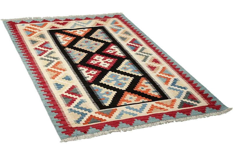 Kelim Gashgai · Handgewebt – Schwarz, 146x103 cm