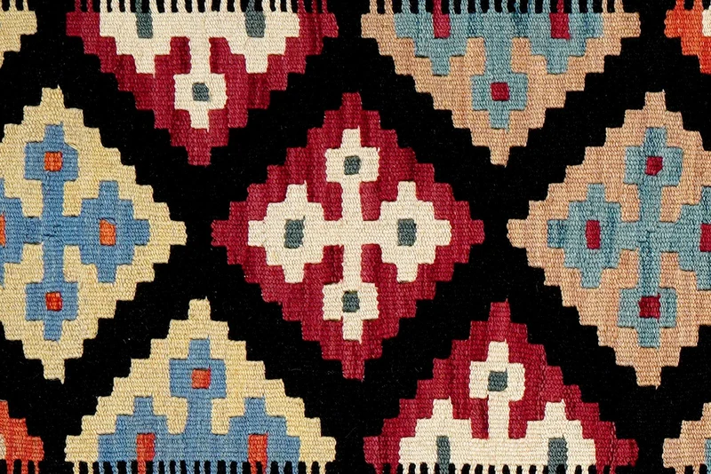 Kelim Gashgai · Handgewebt – Schwarz, 146x103 cm