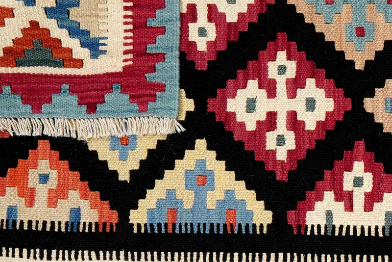 Kelim Gashgai · Handgewebt – Schwarz, 146x103 cm