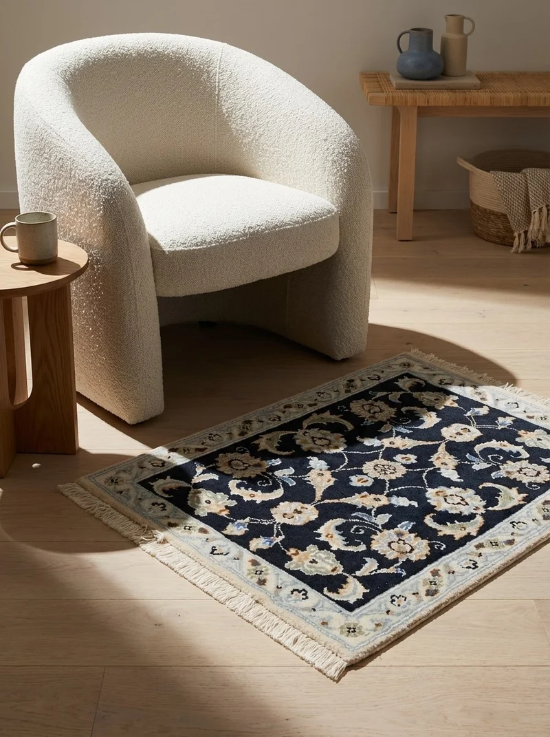 Nain 9La · Handgeknüpft – Blau, 64x49 cm