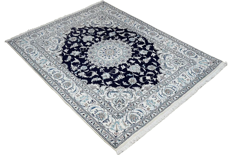 Nain 12La · Handgeknüpft – Blau, 240x196 cm