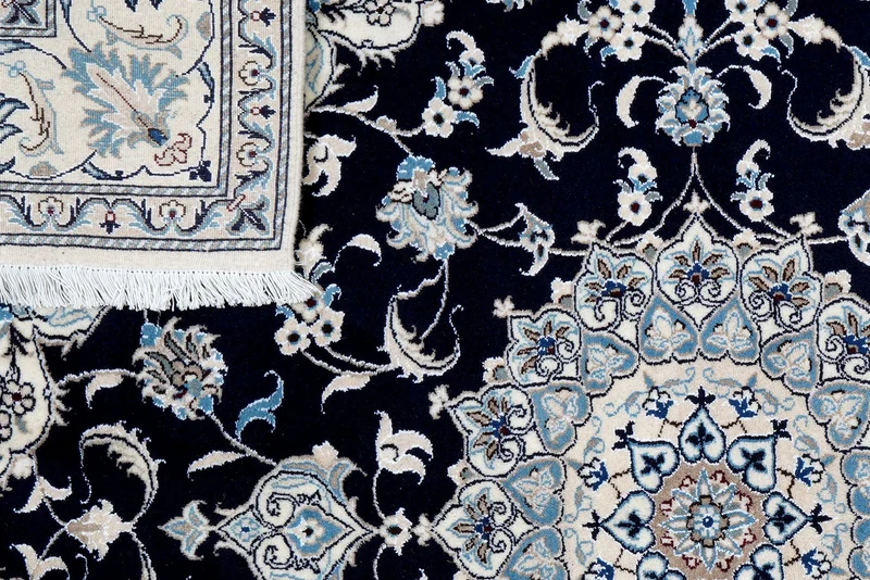 Nain 12La · Handgeknüpft – Blau, 240x196 cm