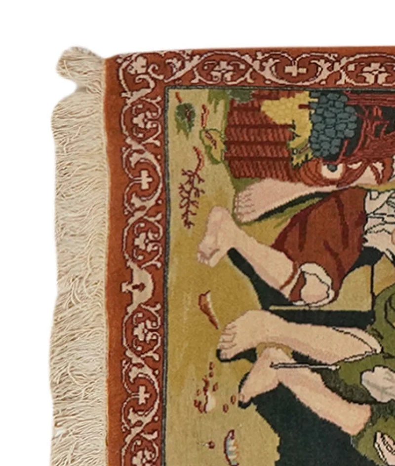 Tabriz Graphic · Handgeknüpft – Grün, 66x52 cm