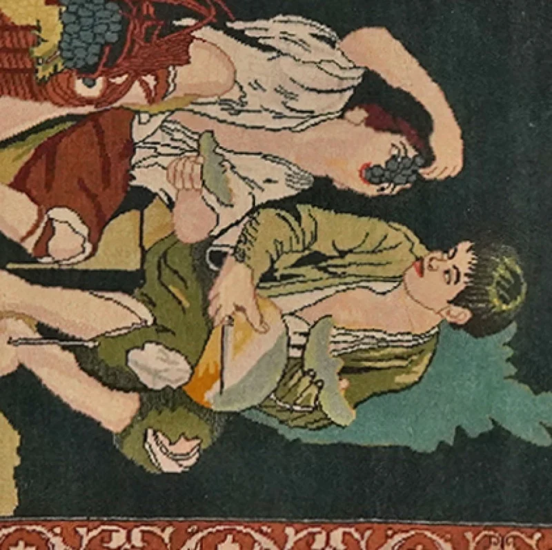 Tabriz Graphic · Handgeknüpft – Grün, 66x52 cm
