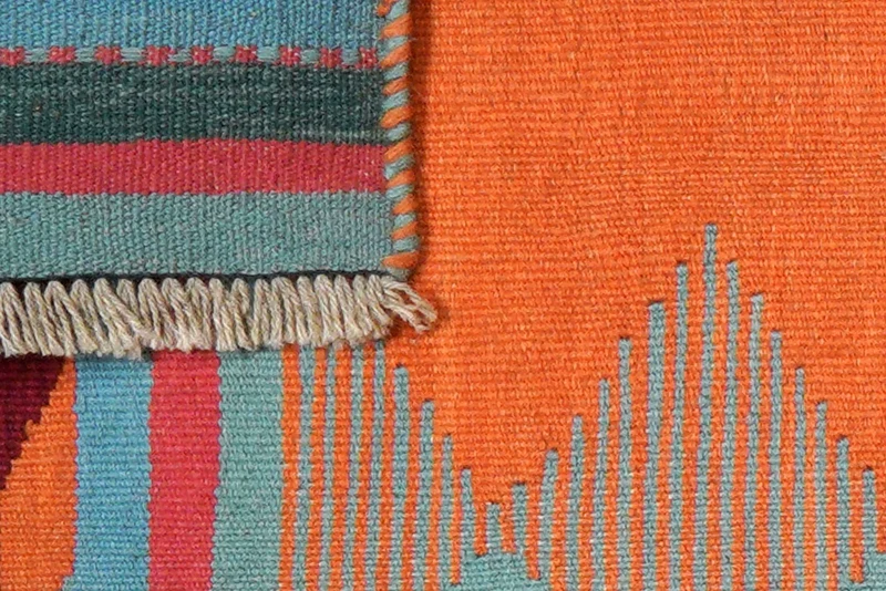 Kelim Gashgai · Handgewebt – Orange, 200x56 cm