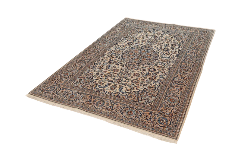 Kashan · Handgeknüpft – Beige, 213x135 cm
