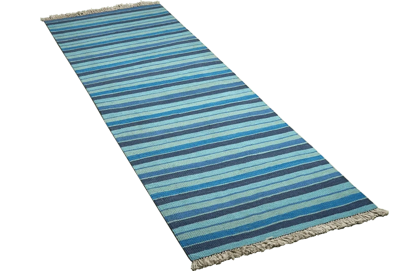 Kelim Gashgai · Handgewebt – Blau, 194x62 cm