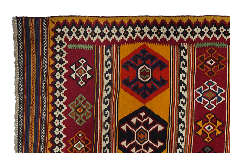 Kelim Gashgai Old · Handgewebt – Bunt, 303x147 cm