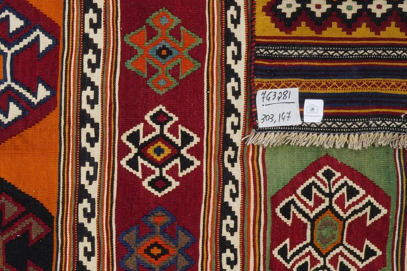 Kelim Gashgai Old · Handgewebt – Bunt, 303x147 cm