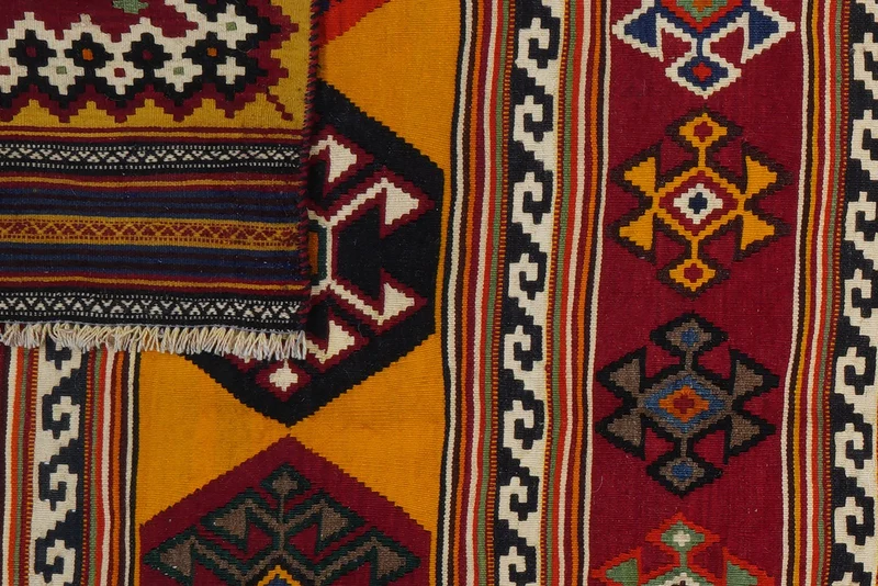 Kelim Gashgai Old · Handgewebt – Bunt, 303x147 cm