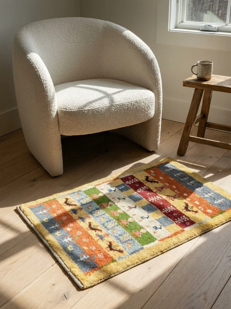 Gabbeh Sonnat · Handgeknüpft – Gelb, 88x57 cm