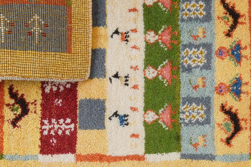 Gabbeh Sonnat · Handgeknüpft – Gelb, 88x57 cm