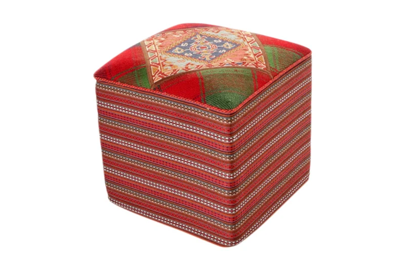 Kelim Pouf · Handgefertigt – Bunt, 47x47 cm