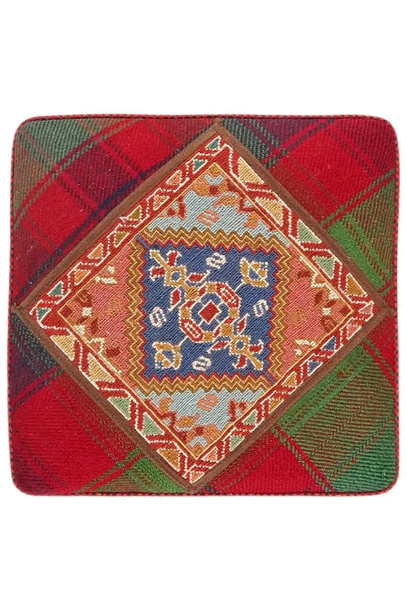 Kelim Pouf · Handgefertigt – Bunt, 47x47 cm