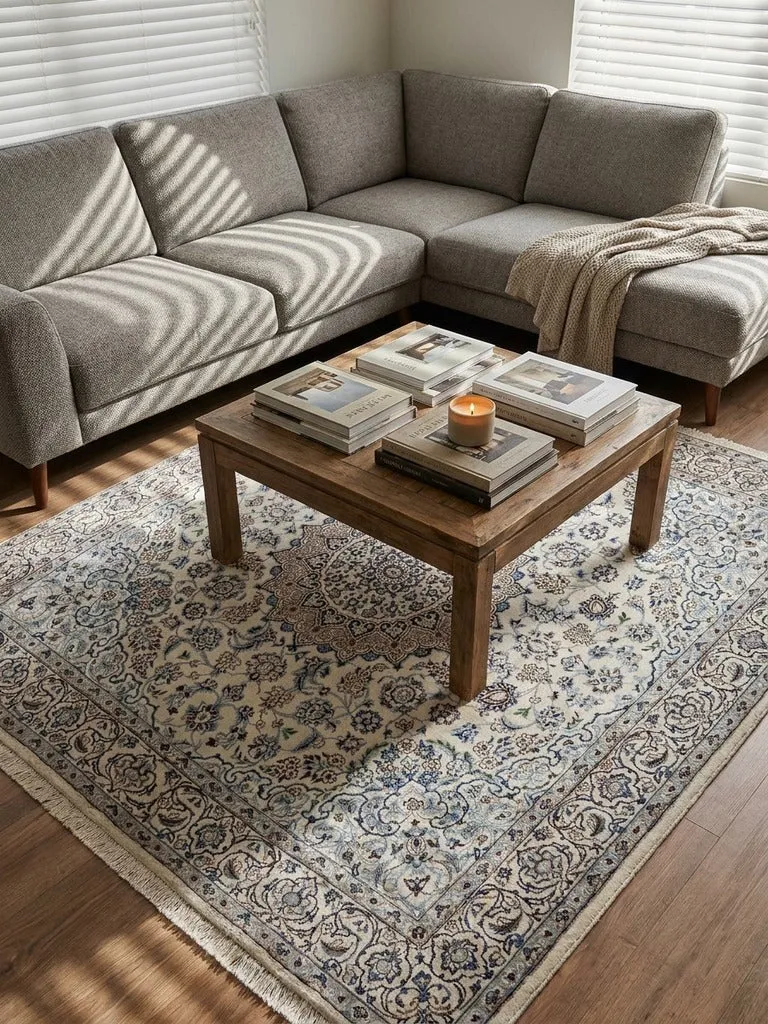 Nain 9La · Handgeknüpft – Beige, 210x195 cm