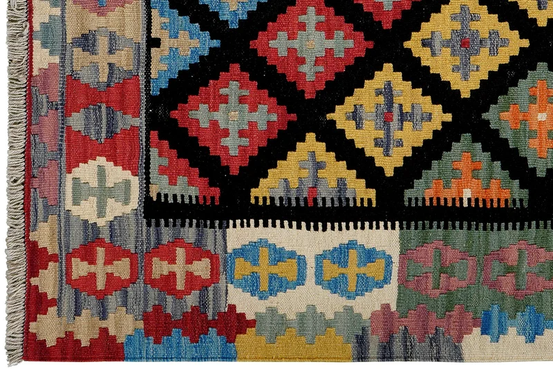Kelim Gashgai · Handgewebt – Schwarz, 148x105 cm