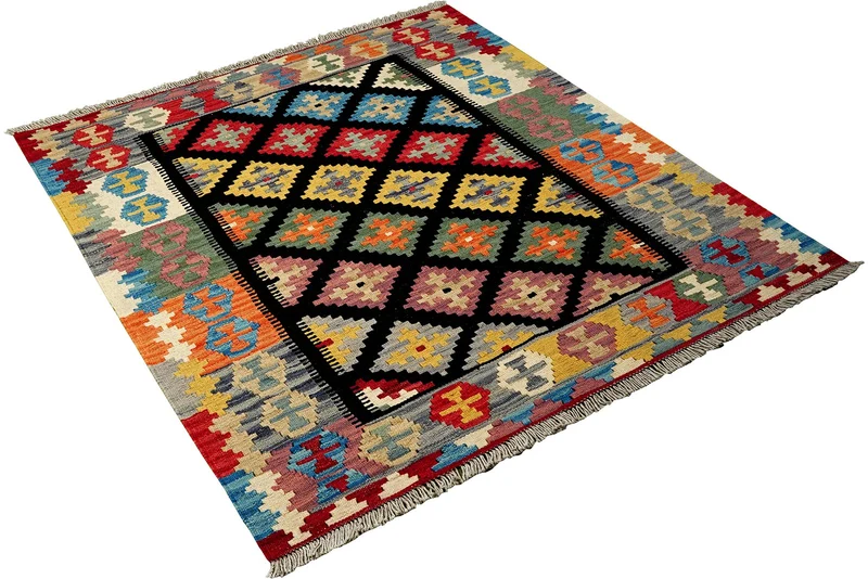 Kelim Gashgai · Handgewebt – Schwarz, 148x105 cm