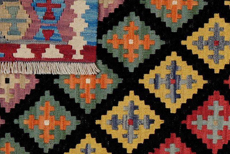 Kelim Gashgai · Handgewebt – Schwarz, 148x105 cm