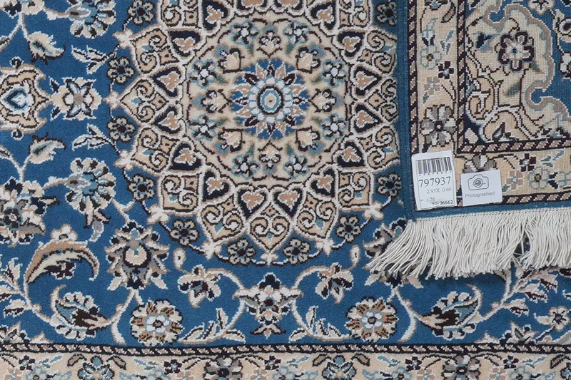 Nain 9La · Handgeknüpft – Blau, 293x60 cm