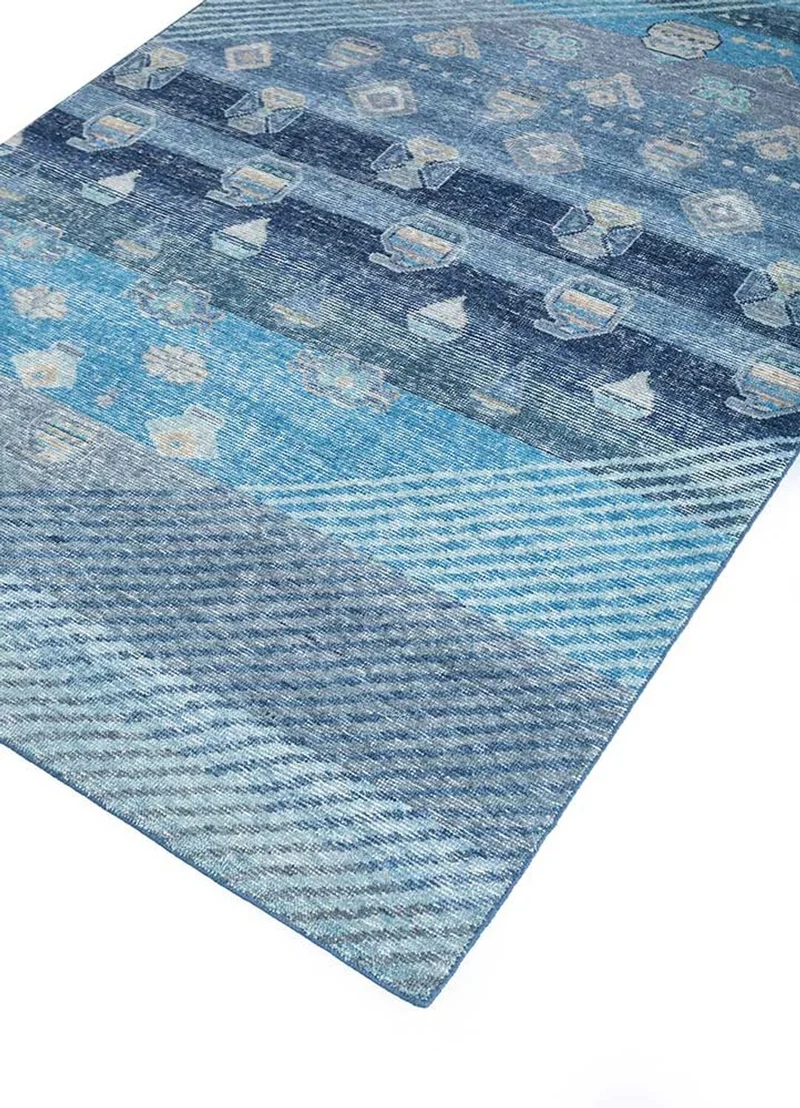 Wollteppich - 150 x 240 cm - blau