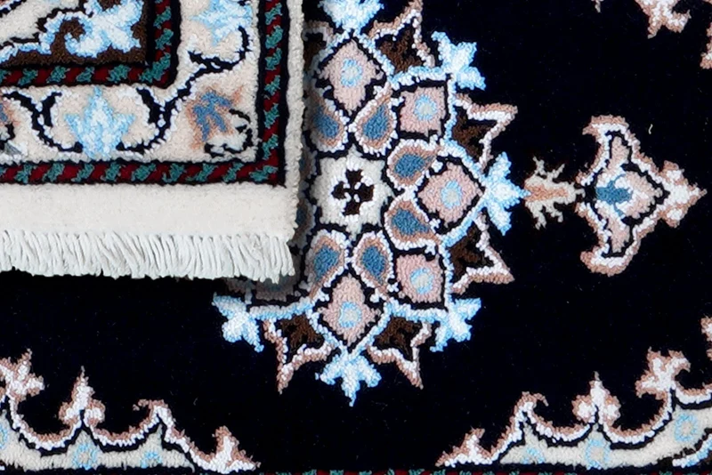 Nain 12La · Handgeknüpft – Blau, 60x41 cm