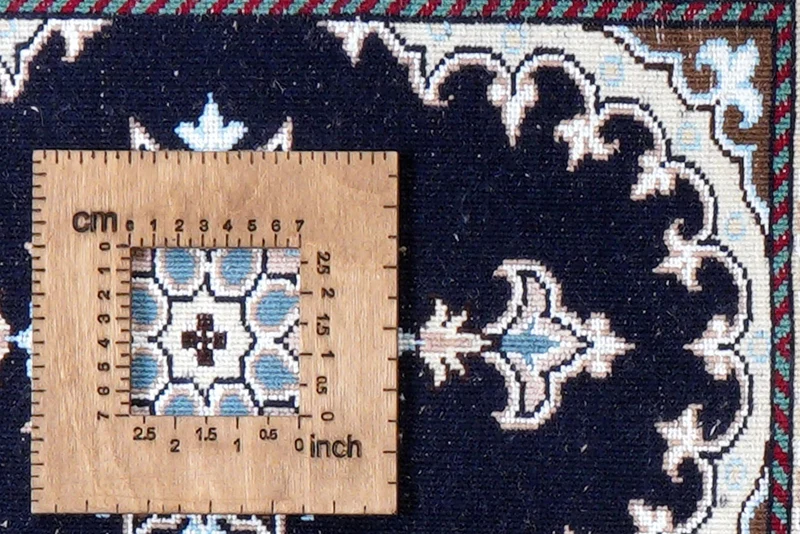 Nain 12La · Handgeknüpft – Blau, 60x41 cm