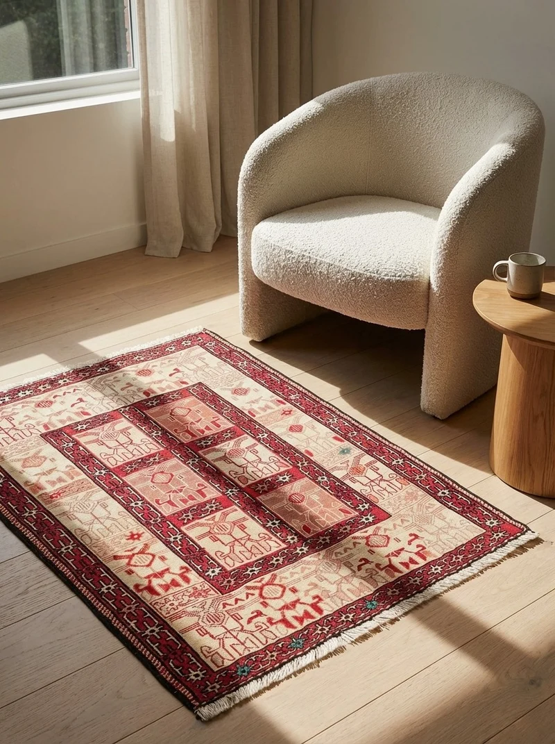 Sumak Shahsavan · Handgewebt – Beige, 89x69 cm