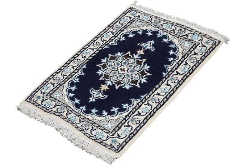 Nain 12La · Handgeknüpft – Blau, 55x36 cm