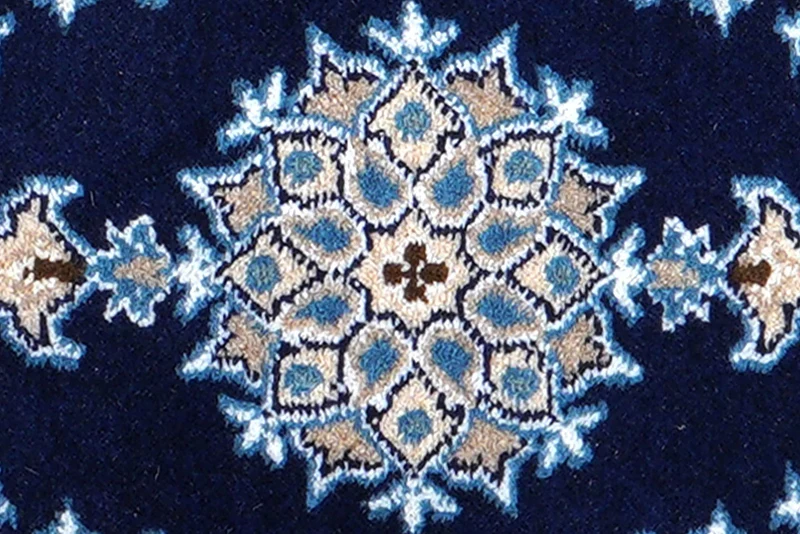 Nain 12La · Handgeknüpft – Blau, 55x36 cm