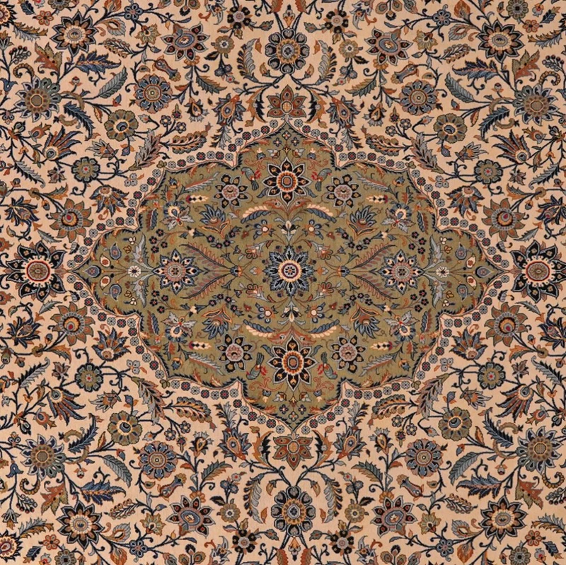 Kashan · Handgeknüpft – Beige, 418x280 cm