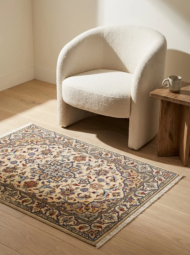 Kashan · Handgeknüpft – Beige, 75x101 cm
