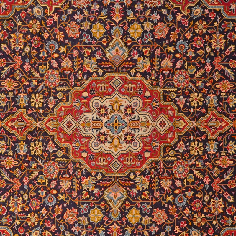 Kashan · Handgeknüpft – Blau, 393x298 cm