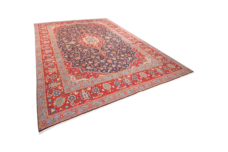 Kashan · Handgeknüpft – Blau, 393x298 cm
