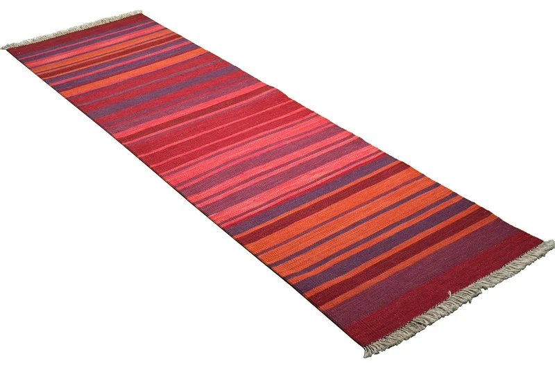 Kelim Gashgai · Handgewebt – Rot, 202x61 cm
