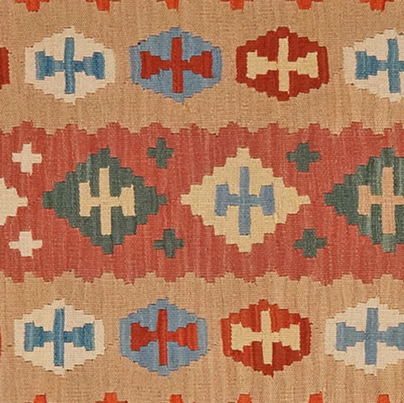 Kelim Gashgai · Handgewebt – Rot, 290x80 cm