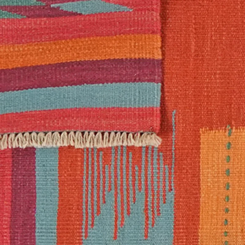 Kelim Gashgai · Handgewebt – Orange, 188x68 cm