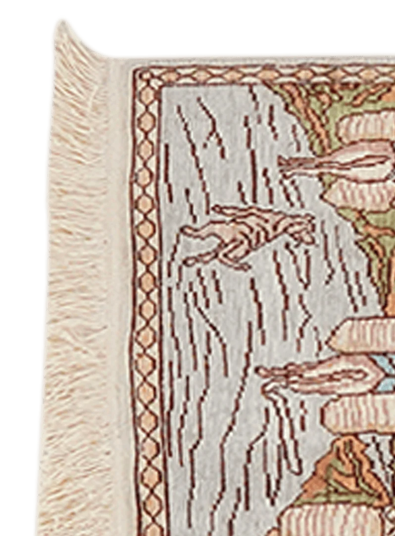 Hereke-Seide · Handgeknüpft – Grau, 35x25 cm