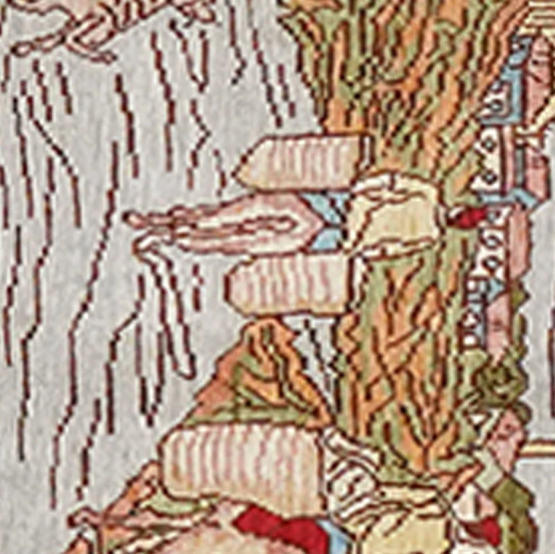 Hereke-Seide · Handgeknüpft – Grau, 35x25 cm