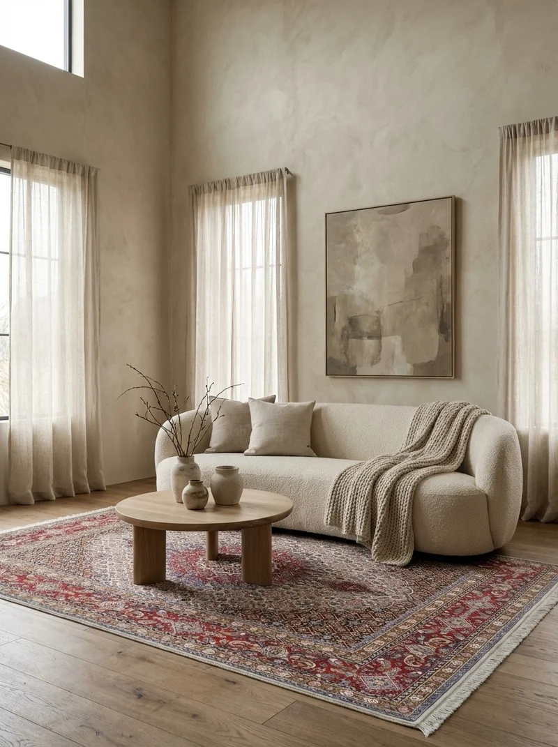 Moud Mahi · Handgeknüpft – Beige, 201x142 cm