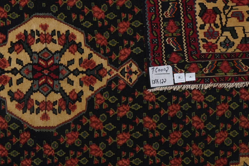Kelim Bidjar · Handgewebt – Schwarz, 187x122 cm