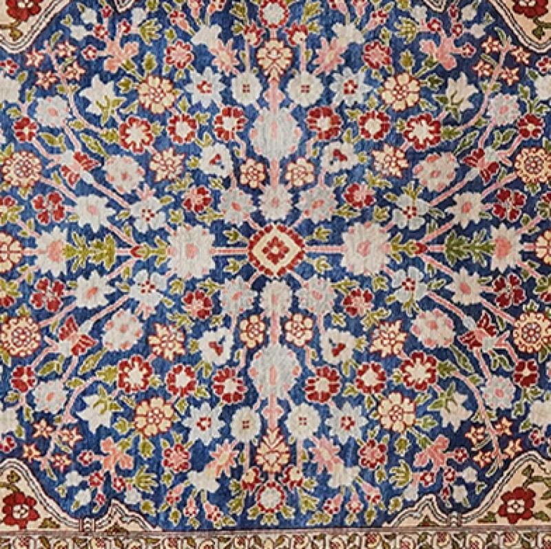 Hereke-Seide · Handgeknüpft – Blau, 104x67 cm
