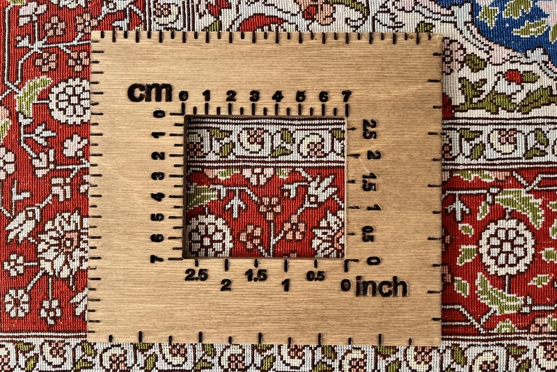 Hereke-Seide · Handgeknüpft – Blau, 104x67 cm
