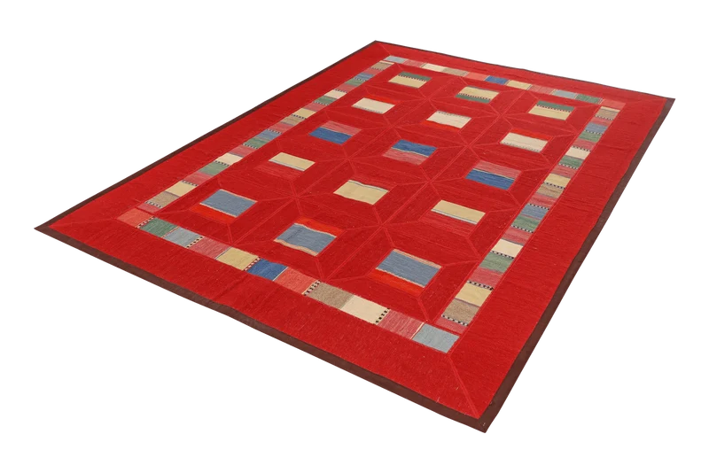 Kelim Tekkeh · Handgewebt – Rot, 258x180 cm