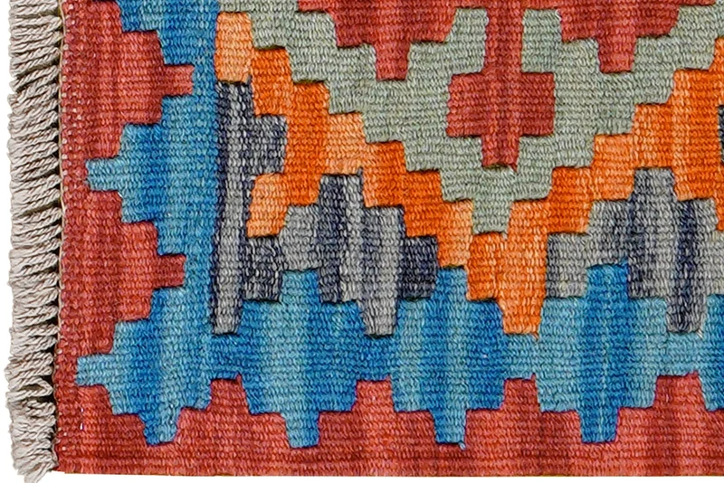 Kelim Gashgai · Handgewebt – Blau, 64x44 cm