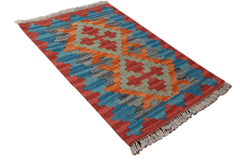 Kelim Gashgai · Handgewebt – Blau, 64x44 cm
