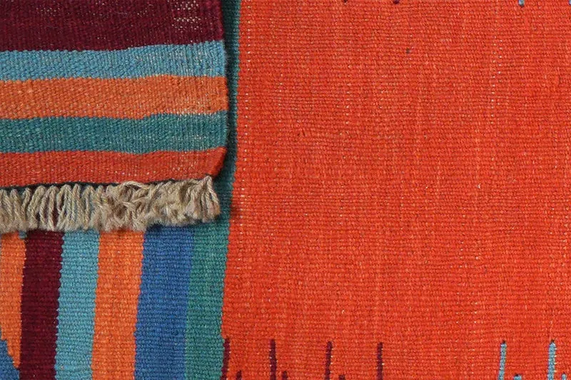 Kelim Gashgai · Handgewebt – Orange, 201x66 cm