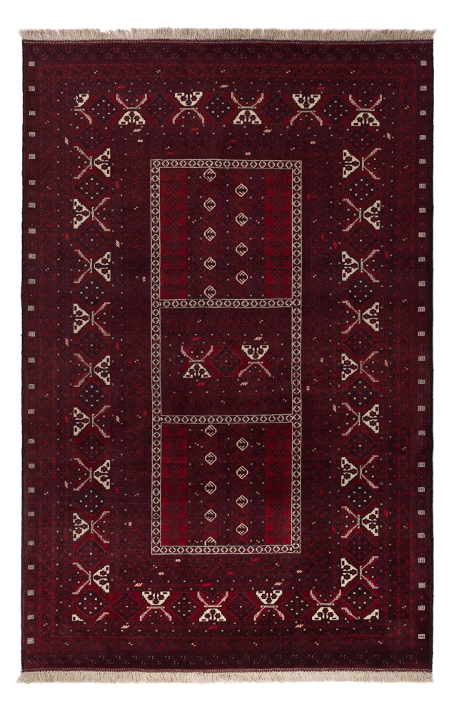 Afghan Teppich 157x246cm - Orientteppich - dunkelrot