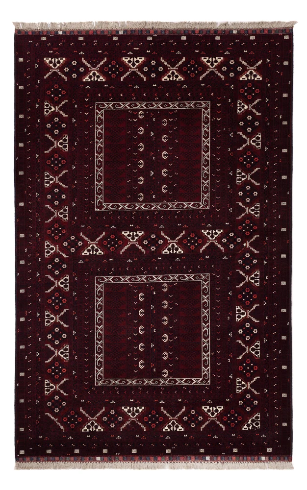 Afghan Teppich 154x247cm - Orientteppich - dunkelrot